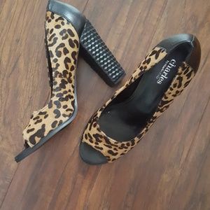 Horse hair cheetah print heel worn one time